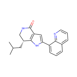 CC(C)C[C@@H]1CNC(=O)c2cc(-c3cccc4cccnc34)[nH]c21 ZINC000222353516