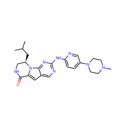 CC(C)C[C@@H]1CNC(=O)c2cc3cnc(Nc4ccc(N5CCN(C)CC5)cn4)nc3n21 ZINC000218173991