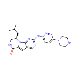 CC(C)C[C@@H]1CNC(=O)c2cc3cnc(Nc4ccc(N5CCNCC5)cn4)nc3n21 ZINC000143891829