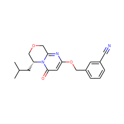 CC(C)C[C@@H]1COCc2nc(OCc3cccc(C#N)c3)cc(=O)n21 ZINC001772655087