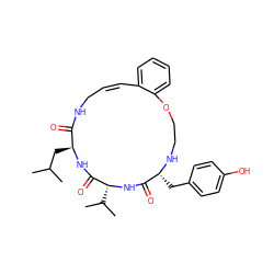 CC(C)C[C@@H]1NC(=O)[C@@H](C(C)C)NC(=O)[C@@H](Cc2ccc(O)cc2)NCCOc2ccccc2/C=C/CNC1=O ZINC000036160691