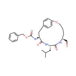 CC(C)C[C@@H]1NC(=O)[C@@H](NC(=O)OCc2ccccc2)Cc2ccc(cc2)OCCC[C@@H](C=O)NC1=O ZINC000059183172