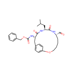 CC(C)C[C@@H]1NC(=O)[C@@H](NC(=O)OCc2ccccc2)Cc2ccc(cc2)OCCCC[C@@H](C=O)NC1=O ZINC000059264885