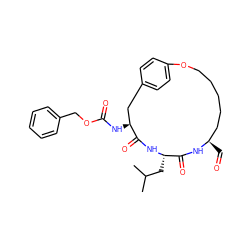 CC(C)C[C@@H]1NC(=O)[C@@H](NC(=O)OCc2ccccc2)Cc2ccc(cc2)OCCCCC[C@@H](C=O)NC1=O ZINC000059183299