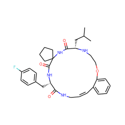 CC(C)C[C@@H]1NCCOc2ccccc2/C=C\CNC(=O)[C@H](Cc2ccc(F)cc2)NC(=O)C2(CCCC2)NC1=O ZINC001772598154