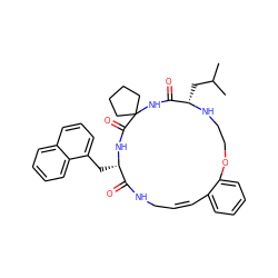 CC(C)C[C@@H]1NCCOc2ccccc2/C=C\CNC(=O)[C@H](Cc2cccc3ccccc23)NC(=O)C2(CCCC2)NC1=O ZINC001772585667