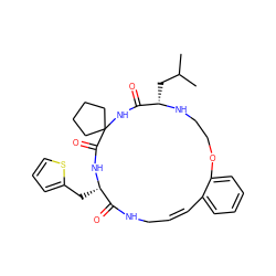 CC(C)C[C@@H]1NCCOc2ccccc2/C=C\CNC(=O)[C@H](Cc2cccs2)NC(=O)C2(CCCC2)NC1=O ZINC001772649258