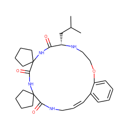 CC(C)C[C@@H]1NCCOc2ccccc2/C=C\CNC(=O)C2(CCCC2)NC(=O)C2(CCCC2)NC1=O ZINC001772576285