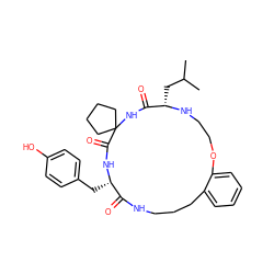 CC(C)C[C@@H]1NCCOc2ccccc2CCCNC(=O)[C@H](Cc2ccc(O)cc2)NC(=O)C2(CCCC2)NC1=O ZINC001772653296