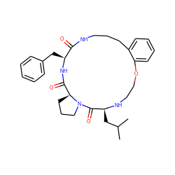 CC(C)C[C@@H]1NCCOc2ccccc2CCCNC(=O)[C@H](Cc2ccccc2)NC(=O)[C@@H]2CCCN2C1=O ZINC000145893235