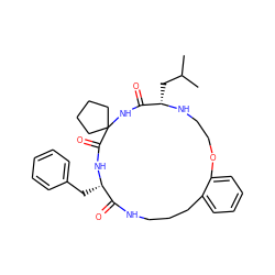 CC(C)C[C@@H]1NCCOc2ccccc2CCCNC(=O)[C@H](Cc2ccccc2)NC(=O)C2(CCCC2)NC1=O ZINC001772633584