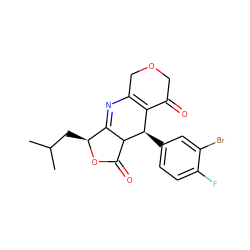 CC(C)C[C@@H]1OC(=O)C2C1=NC1=C(C(=O)COC1)[C@H]2c1ccc(F)c(Br)c1 ZINC000040764188