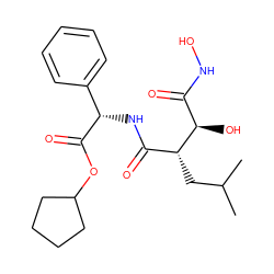 CC(C)C[C@H](C(=O)N[C@H](C(=O)OC1CCCC1)c1ccccc1)[C@H](O)C(=O)NO ZINC000044699816