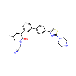 CC(C)C[C@H](C(=O)NCC#N)c1cccc(-c2ccc(-c3csc(N4CCNCC4)n3)cc2)c1 ZINC000034802548