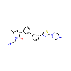 CC(C)C[C@H](C(=O)NCC#N)c1cccc(-c2cccc(-c3csc(N4CCN(C)CC4)n3)c2)c1 ZINC000034802551