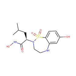 CC(C)C[C@H](C(=O)NO)N1CCNc2cc(O)ccc2S1(=O)=O ZINC000013518150