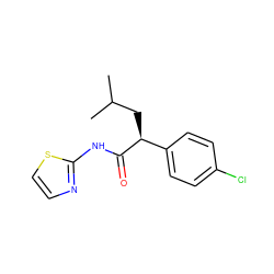 CC(C)C[C@H](C(=O)Nc1nccs1)c1ccc(Cl)cc1 ZINC000045391805