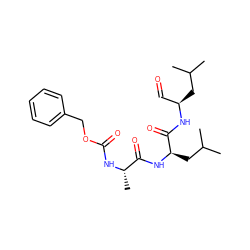 CC(C)C[C@H](C=O)NC(=O)[C@@H](CC(C)C)NC(=O)[C@H](C)NC(=O)OCc1ccccc1 ZINC000027625799