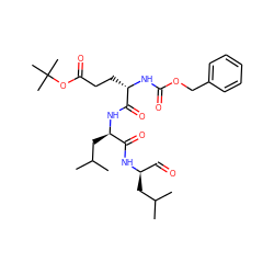 CC(C)C[C@H](C=O)NC(=O)[C@@H](CC(C)C)NC(=O)[C@H](CCC(=O)OC(C)(C)C)NC(=O)OCc1ccccc1 ZINC000027620907