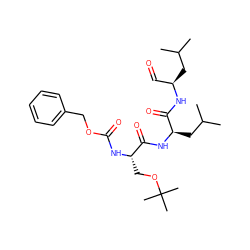 CC(C)C[C@H](C=O)NC(=O)[C@@H](CC(C)C)NC(=O)[C@H](COC(C)(C)C)NC(=O)OCc1ccccc1 ZINC000027619972