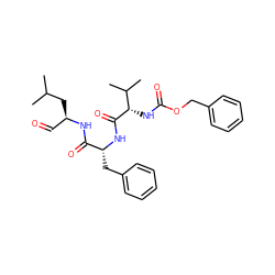 CC(C)C[C@H](C=O)NC(=O)[C@@H](Cc1ccccc1)NC(=O)[C@@H](NC(=O)OCc1ccccc1)C(C)C ZINC000027622358