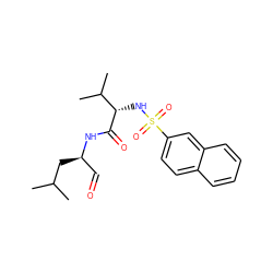 CC(C)C[C@H](C=O)NC(=O)[C@@H](NS(=O)(=O)c1ccc2ccccc2c1)C(C)C ZINC000027980457