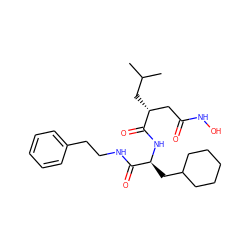 CC(C)C[C@H](CC(=O)NO)C(=O)N[C@@H](CC1CCCCC1)C(=O)NCCc1ccccc1 ZINC000013558483