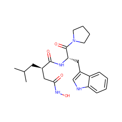 CC(C)C[C@H](CC(=O)NO)C(=O)N[C@@H](Cc1c[nH]c2ccccc12)C(=O)N1CCCC1 ZINC000013776924