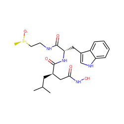 CC(C)C[C@H](CC(=O)NO)C(=O)N[C@@H](Cc1c[nH]c2ccccc12)C(=O)NCC[S@@+](C)[O-] ZINC000027086915