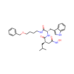 CC(C)C[C@H](CC(=O)NO)C(=O)N[C@@H](Cc1c[nH]c2ccccc12)C(=O)NCCCCOCc1ccccc1 ZINC000027080995