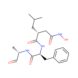 CC(C)C[C@H](CC(=O)NO)C(=O)N[C@@H](Cc1ccccc1)C(=O)N[C@@H](C)C=O ZINC000013437587