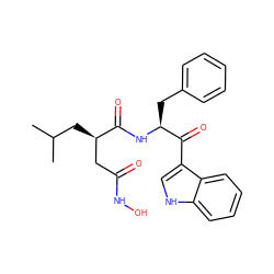 CC(C)C[C@H](CC(=O)NO)C(=O)N[C@@H](Cc1ccccc1)C(=O)c1c[nH]c2ccccc12 ZINC000026966766