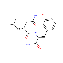 CC(C)C[C@H](CC(=O)NO)C(=O)N[C@@H](Cc1ccccc1)C(N)=O ZINC000027085098