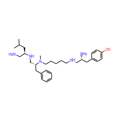 CC(C)C[C@H](CN)NC[C@@H](Cc1ccccc1)N(C)CCCCCNC[C@H](N)Cc1ccc(O)cc1 ZINC000299833393