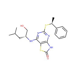 CC(C)C[C@H](CO)Nc1nc(S[C@@H](C)c2ccccc2)nc2[nH]c(=O)sc12 ZINC000036471007