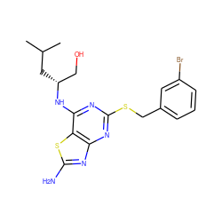 CC(C)C[C@H](CO)Nc1nc(SCc2cccc(Br)c2)nc2nc(N)sc12 ZINC000038381480