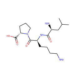 CC(C)C[C@H](N)C(=O)N[C@@H](CCCCN)C(=O)N1CCC[C@H]1C(=O)O ZINC000038930594