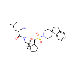 CC(C)C[C@H](N)C(=O)NC[C@@]1(O)C[C@H]2CC[C@]1(CS(=O)(=O)N1CCC3(C=Cc4ccccc43)CC1)C2(C)C ZINC000027321629