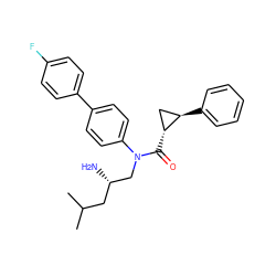 CC(C)C[C@H](N)CN(C(=O)[C@@H]1C[C@H]1c1ccccc1)c1ccc(-c2ccc(F)cc2)cc1 ZINC000299871954