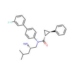 CC(C)C[C@H](N)CN(C(=O)[C@@H]1C[C@H]1c1ccccc1)c1ccc(-c2cccc(F)c2)cc1 ZINC000299858185