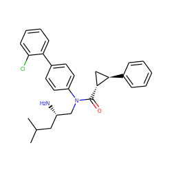 CC(C)C[C@H](N)CN(C(=O)[C@@H]1C[C@H]1c1ccccc1)c1ccc(-c2ccccc2Cl)cc1 ZINC000299864356