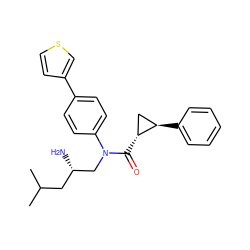 CC(C)C[C@H](N)CN(C(=O)[C@@H]1C[C@H]1c1ccccc1)c1ccc(-c2ccsc2)cc1 ZINC000299871120