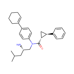 CC(C)C[C@H](N)CN(C(=O)[C@@H]1C[C@H]1c1ccccc1)c1ccc(C2=CCCCC2)cc1 ZINC000299857453