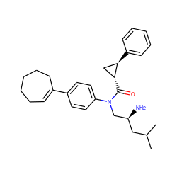 CC(C)C[C@H](N)CN(C(=O)[C@@H]1C[C@H]1c1ccccc1)c1ccc(C2=CCCCCC2)cc1 ZINC000299871213