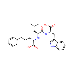 CC(C)C[C@H](N[C@@H](CCCc1ccccc1)C(=O)O)C(=O)N[C@@H](Cc1c[nH]c2ccccc12)C(=O)O ZINC000029406328