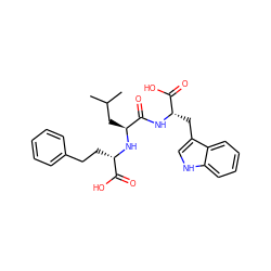 CC(C)C[C@H](N[C@@H](CCc1ccccc1)C(=O)O)C(=O)N[C@@H](Cc1c[nH]c2ccccc12)C(=O)O ZINC000026665926