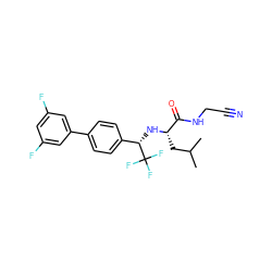 CC(C)C[C@H](N[C@@H](c1ccc(-c2cc(F)cc(F)c2)cc1)C(F)(F)F)C(=O)NCC#N ZINC000014971239