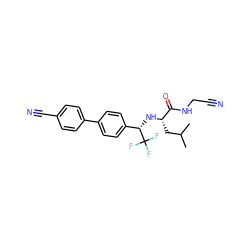 CC(C)C[C@H](N[C@@H](c1ccc(-c2ccc(C#N)cc2)cc1)C(F)(F)F)C(=O)NCC#N ZINC000014971252