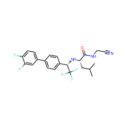 CC(C)C[C@H](N[C@@H](c1ccc(-c2ccc(F)c(F)c2)cc1)C(F)(F)F)C(=O)NCC#N ZINC000014971235