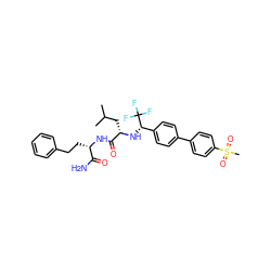CC(C)C[C@H](N[C@@H](c1ccc(-c2ccc(S(C)(=O)=O)cc2)cc1)C(F)(F)F)C(=O)N[C@@H](CCc1ccccc1)C(N)=O ZINC000028951343